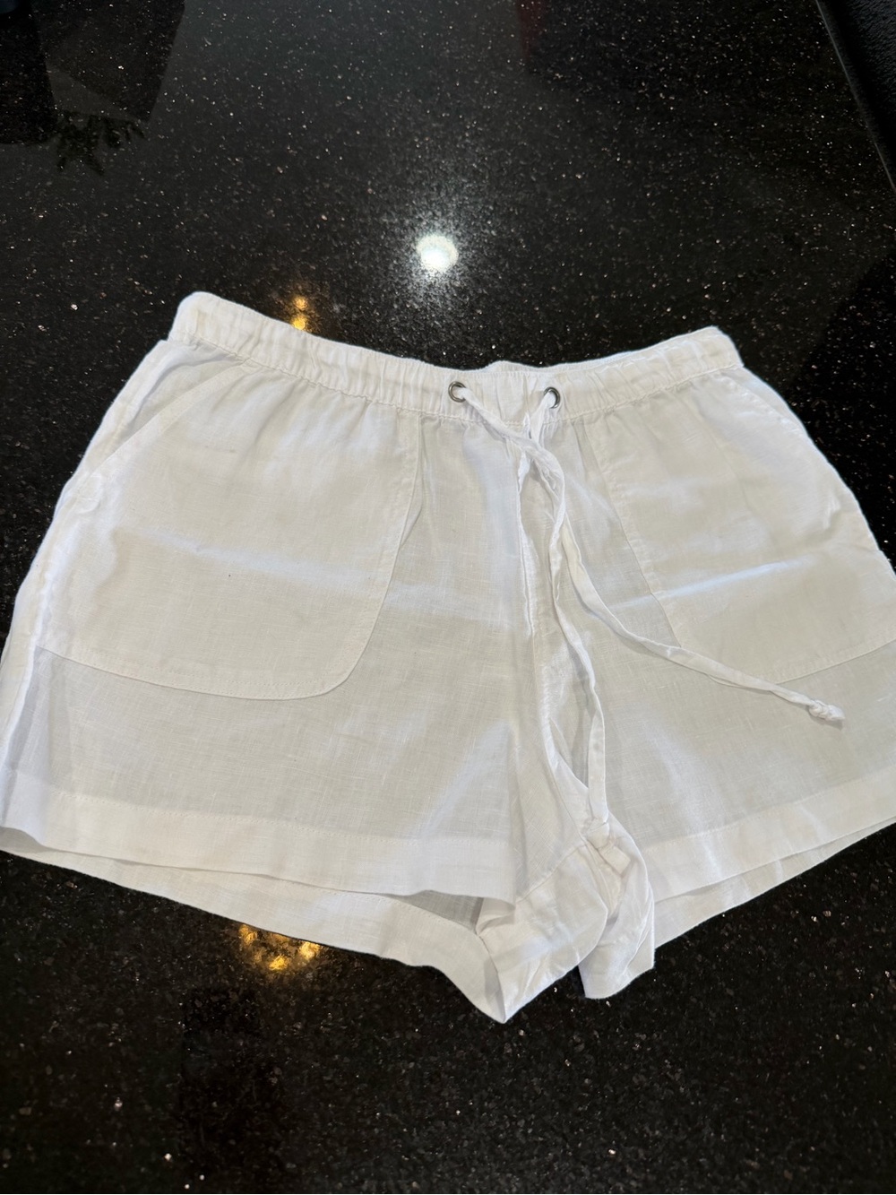 C&C California White Linen-Blend Drawstring Athletic Shorts
